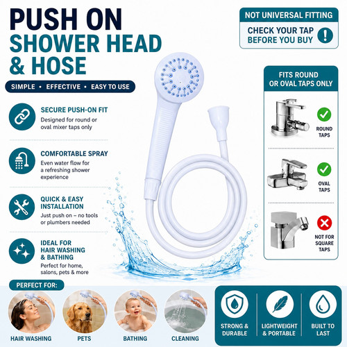 Push shower hose and head - push,